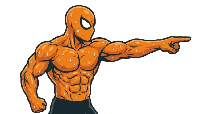 Orange Guy pointing at benefits